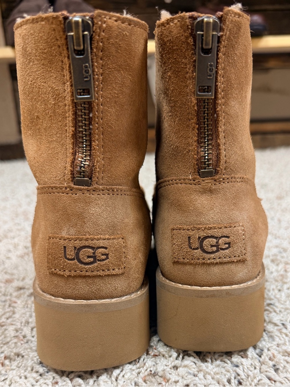 UGG Chestnut Zip-Back Suede Ankle Boots